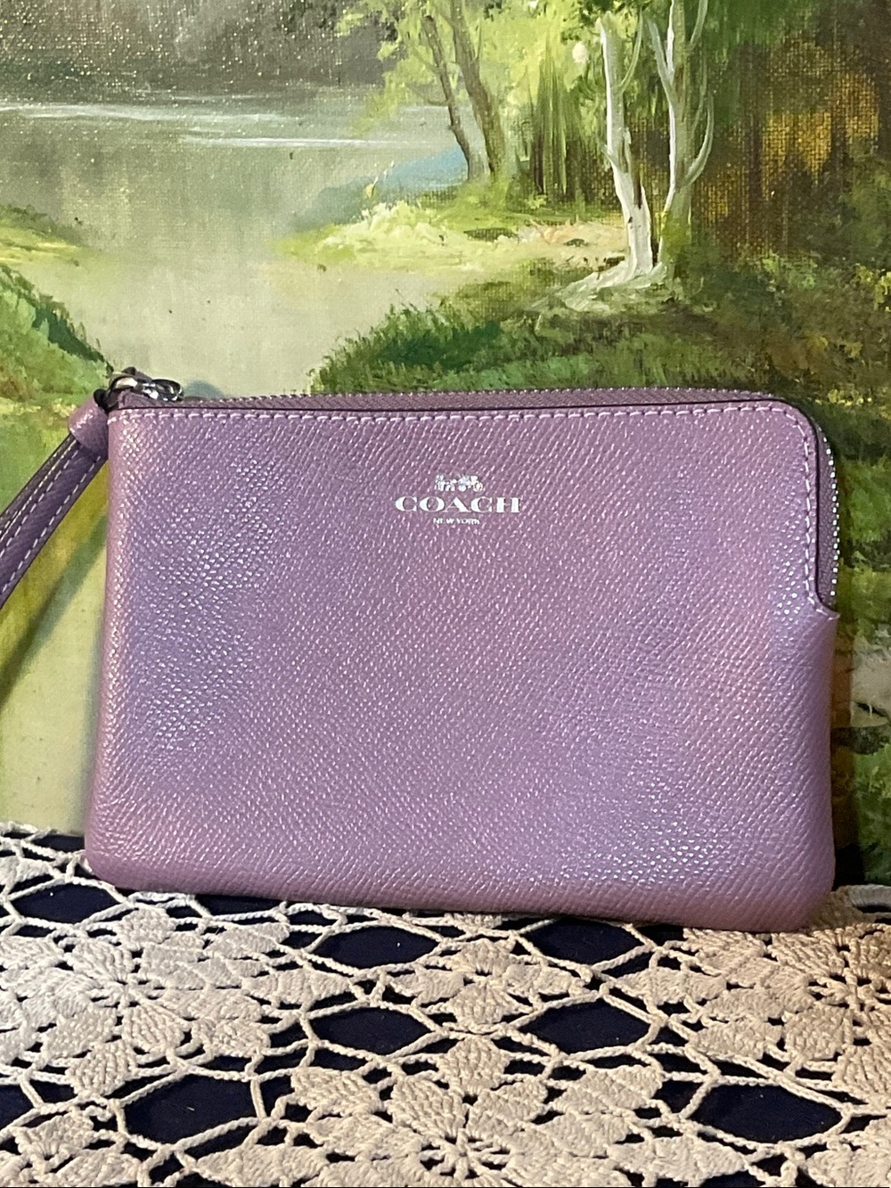 COACH Lilac Zip Wristlet Pouch